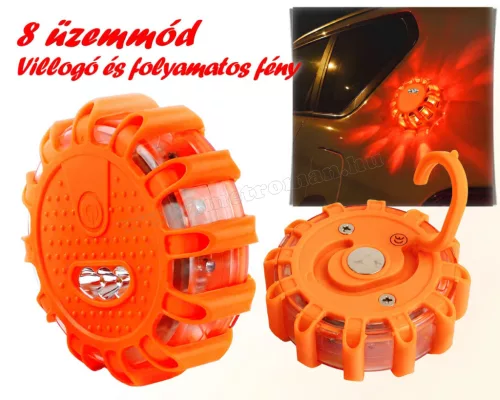 Elemes LED figyelmeztető lámpa Vészvillogó MD228