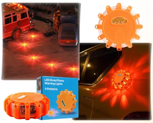 Elemes LED figyelmeztető lámpa Vészvillogó MD228