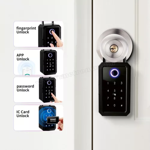 Bluetooth Kártya Ujjlenyomat és kóddal nyitható okos kulcsszéf MD3-BT TuyaSmart
