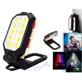   Tölthető COB LED szerelőlámpa munkalámpa piros-kék villogóval MD91