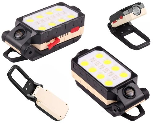 Tölthető COB LED szerelőlámpa munkalámpa piros-kék villogóval MD91