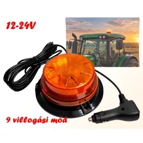   Megkülönböztető jelzés Narancs LED villogó 12-24V MD95A BEACON