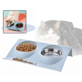 Dupla etetőtál kutyáknak macskáknak kék MDA119