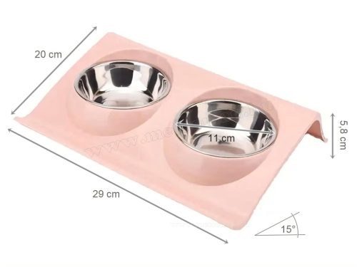 Dupla etetőtál kutyáknak macskáknak pink MDA119A