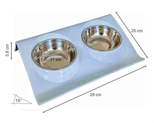 Dupla etetőtál kutyáknak macskáknak kék MDA119