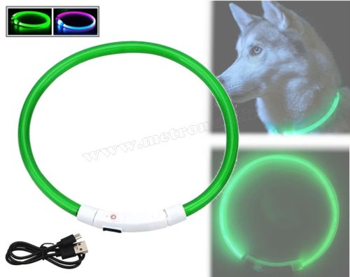 Világító nyakörv Állítható LED kutyanyakörv zöld MDA269