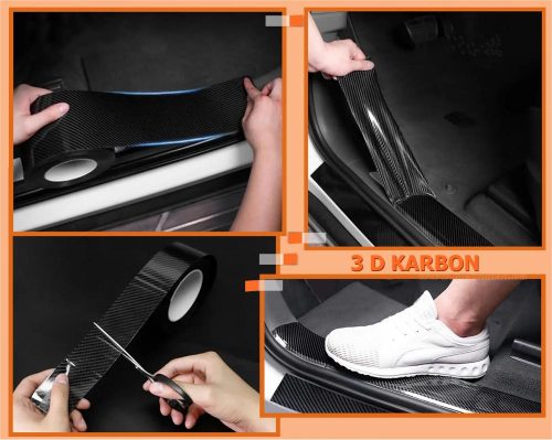 Autó fólia, öntapadós 3D fekete Karbon védő szalag matrica 5 méter MDA75M