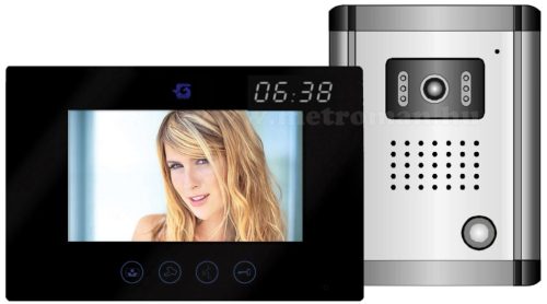 Színes video kaputelefon szett, 7"-os érintőképernyős TFT LCD monitorral, SEKO DF-636TS+OUT9+Clock