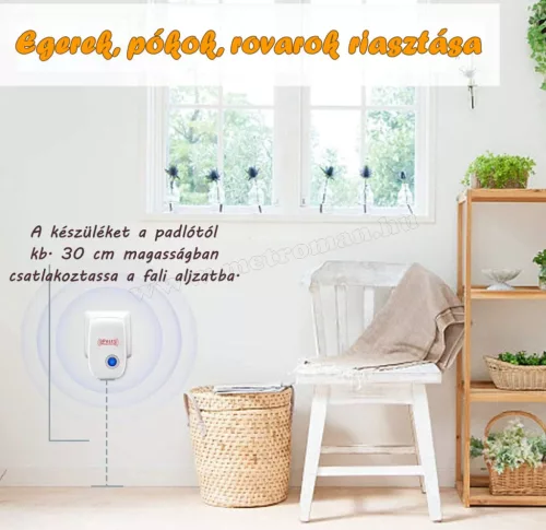 Ultrahangos egér pók és rovar riasztó 3 db-os szett ME605