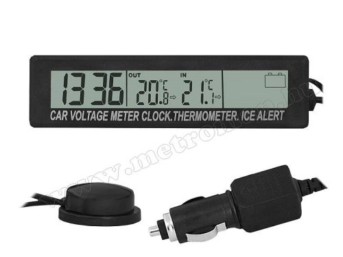 Digitális autós külső-belső hőmérő és feszültség mérő MEC-88