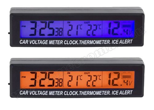Digitális autós külső-belső hőmérő és feszültség mérő MEC-88