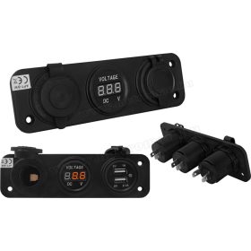   Autós vízmentes szivargyújtó és USB töltő aljzat voltmérővel MM-ET85