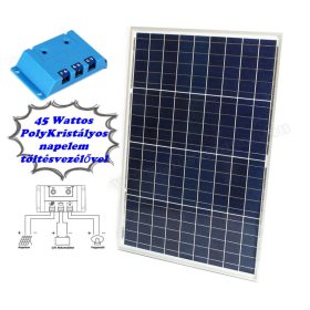  12V 45 Watt napelemes töltő szett töltésvezérlővel Poly Solar FG-45W-5A-PWM