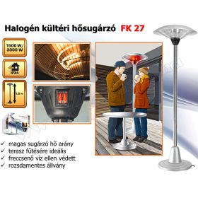   Elektromos kültéri terasz hősugárzó, Halogén fűtőtest, 3000W  FK 27