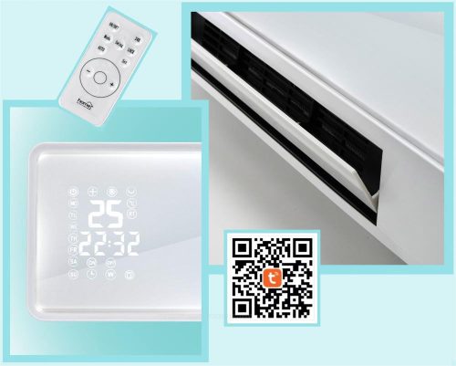 Android  iOS WIFI elektromos ventilátoros fali fűtőtest üveg előlappal MFKF54203