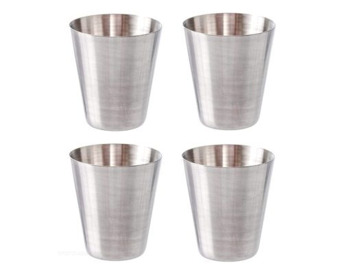 Fém kupica, 4 db-os utazó fém pálinkás pohár készlet MG171A