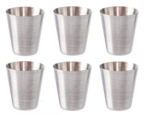  Fém kupica, 6 db-os utazó fém pálinkás pohár készlet MG171B