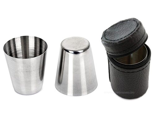  Fém kupica, 6 db-os utazó fém pálinkás pohár készlet MG171B