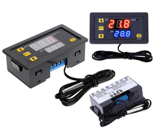 Beépíthető dupla kijelzős 12 Voltos hőmérséklet kapcsoló -50 - +120 Cfok MG676B-12V