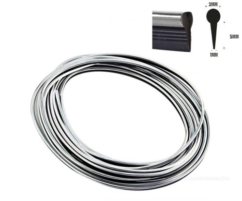 Autós műszerfal dekor szalag 5 méteres ezüst