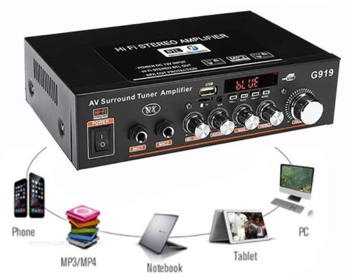 Mini hordozható és autós Karaoke erősítő USB/SD/MP3 és Bluetooth zenelejátszóval MG-919BT