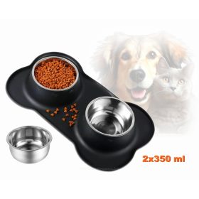 Dupla etető tál kutyáknak macskáknak fekete MG955