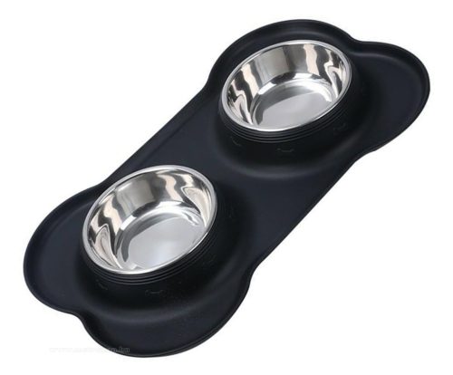 Dupla etető tál kutyáknak macskáknak fekete MG955