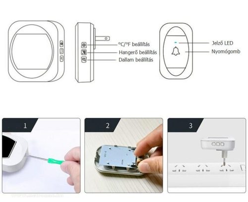 Vezeték nélküli csengő hőmérséklet kijelzéssel MG993A