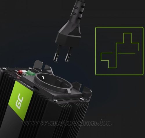 Feszültségátalakító, inverter, 12/230V 500/1000 Watt Green Cell MGC03-500W-12V