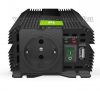 Feszültségátalakító, inverter, 12/230V 500/1000 Watt Green Cell MGC03-500W-12V