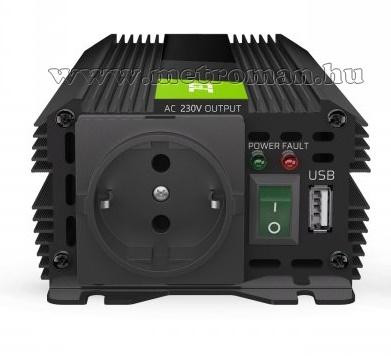 Feszültségátalakító, inverter, 12/230V 500/1000 Watt Green Cell MGC03-500W-12V