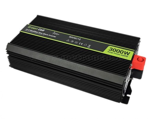 Nagyteljesítményű Feszültségátalakító inverter 12/230V 3000/6000 Watt Green Cell MGC12-3000W-12V