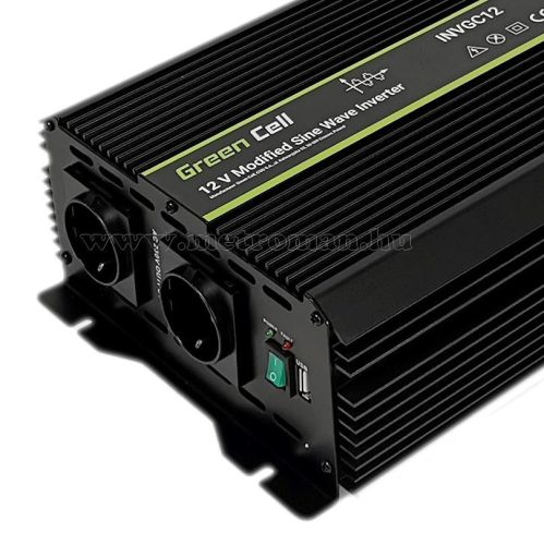 Nagyteljesítményű Feszültségátalakító inverter 12/230V 3000/6000 Watt Green Cell MGC12-3000W-12V