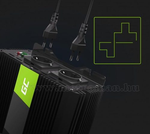 Nagyteljesítményű Feszültségátalakító inverter 12/230V 3000/6000 Watt Green Cell MGC12-3000W-12V