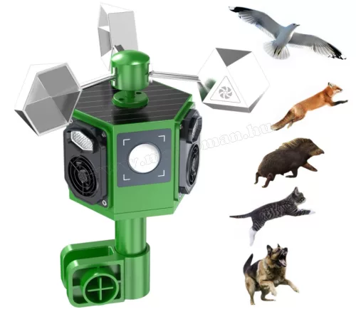  Napelemes akusztikus és ultrahangos Vad, Madár és Macska riasztó MH-517 Solar