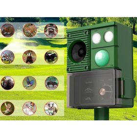   Napelemes akusztikus és ultrahangos állatriasztó, Nyest Kutya Macska Vad és Madár riasztó MH-588-PRO Solar