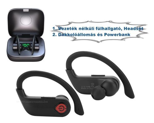 Vezeték nélküli Bluetooth fülhallgató és Powerbank MHBQ-PRO-BT
