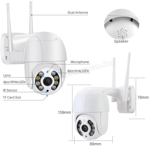 Vezeték nélküli kültéri Wifi kamera MI-302-FHD-PTZ Wifi iCSee