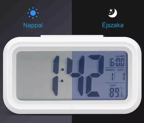 Digitális ébresztőóra dátum és hőmérséklet kijelzéssel MK240C