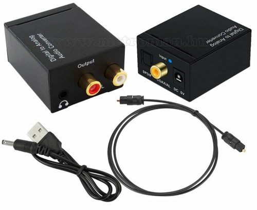 Toslink-2RCA Digitális-analóg audió jel átalakító 3.5 Jack fülhallgató kimenettel MK319USB