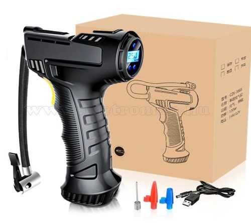 Hordozható kézi akkumulátoros autópumpa, akkus kompresszor MK3665