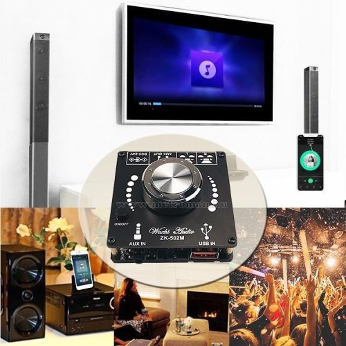 2x50 Wattos sztereó audió erősítő modul Bluetooth-tal MK502M-BT