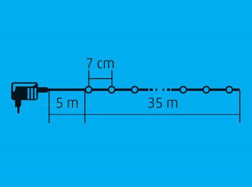 Karácsonyi kültéri melegfehér LED égősor, Fényfüzér,  KKL 500CWW 