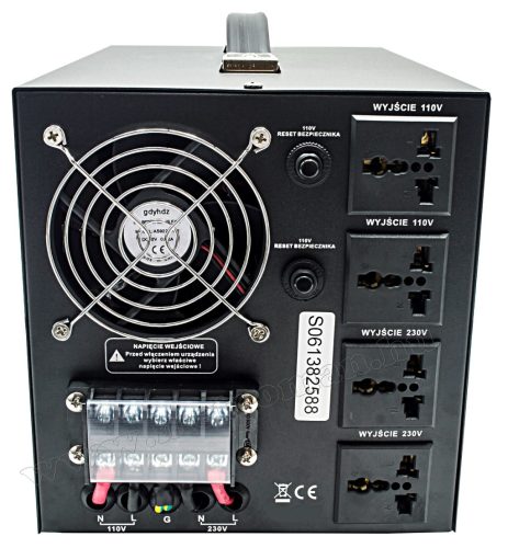 Feszültség átalakító konverter 230V/110V 5000W, KN5000 SoftStart