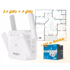 WiFi jelerősítő 2,4 és 5 GHz Rebel MKOM1032