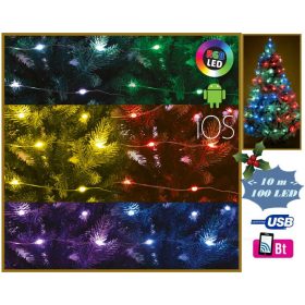   Változtatható színű RGB Karácsonyi LED fényfüzér ML200RGB SMART USB