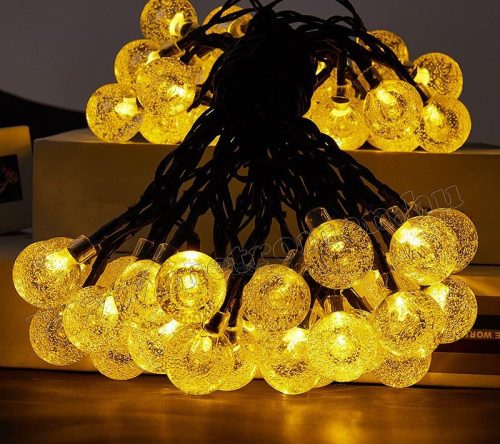 Kültéri napelemes LED fényfüzér, kerti fényfüzér és hangulat világítás, MLED30-SOLAR-WW Meleg Fehér 