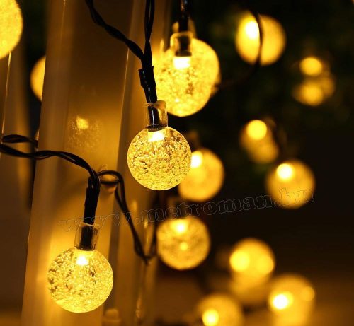 Kültéri napelemes LED fényfüzér, kerti fényfüzér és hangulat világítás, MLED30-SOLAR-WW Meleg Fehér 