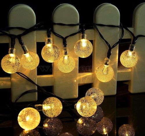 Kültéri napelemes LED fényfüzér, kerti fényfüzér és hangulat világítás, MLED30-SOLAR-WW Meleg Fehér 