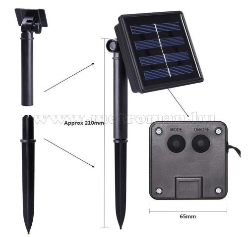 Kültéri napelemes LED fényfüzér, kerti fényfüzér és hangulat világítás, MLED30-SOLAR-WW Meleg Fehér 